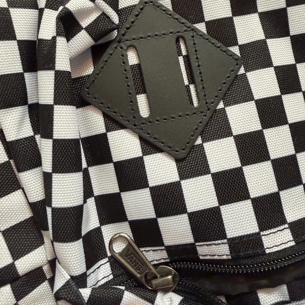 Vans Black & White Checkerboard Backpack with Front Pocket